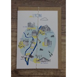 Carte postale Lyon - bleu