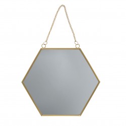 Miroir hexagonal doré