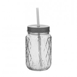 bottle with lid & straw